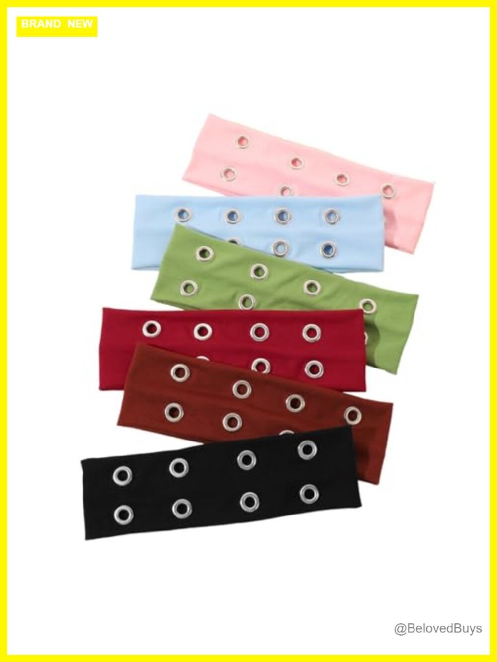 6pc Metallic Punk Elastic Fabric Headbands Grunge Y2K Sporty Hair Accessories